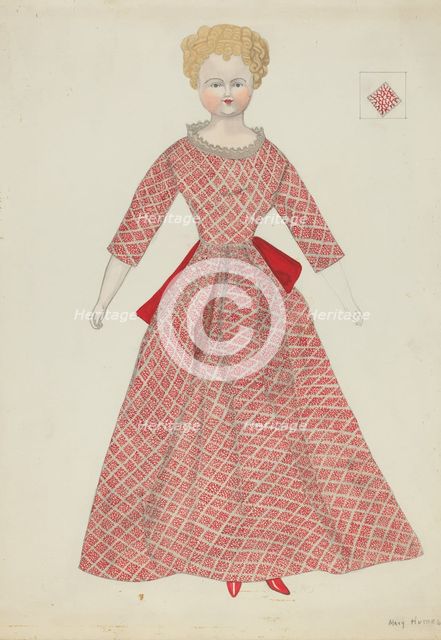 Doll and Costume, c. 1936. Creator: Mary E Humes.