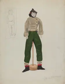 Doll and Costume, c. 1936. Creator: Mary E Humes