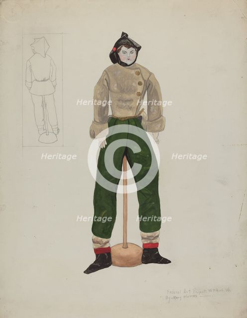 Doll and Costume, c. 1936. Creator: Mary E Humes.