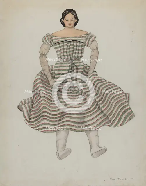 Doll and Costume, c. 1937. Creator: Mary E Humes.