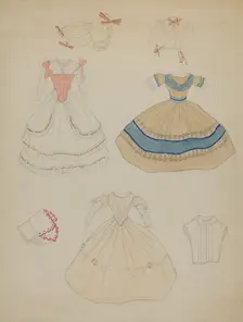 Doll and Wardrobe, c. 1936. Creator: Mina Lowry