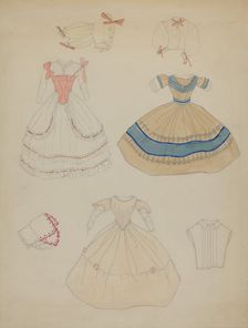 Doll and Wardrobe, c. 1936. Creator: Mina Lowry