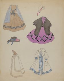 Doll and Wardrobe, c. 1936. Creator: Mina Lowry