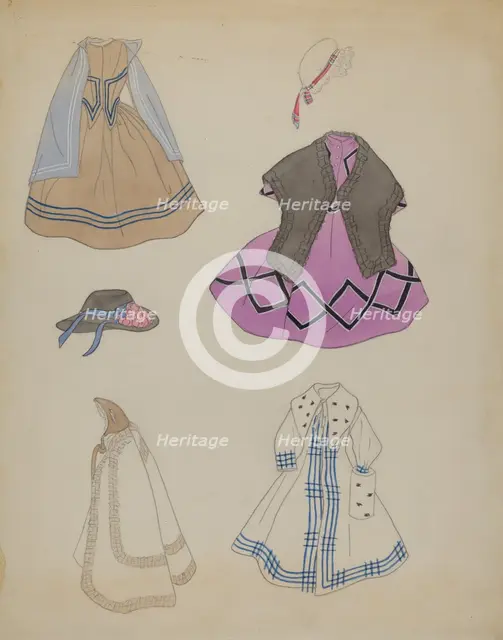 Doll and Wardrobe, c. 1936. Creator: Mina Lowry.