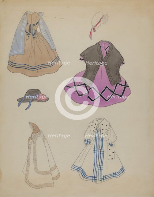 Doll and Wardrobe, c. 1936. Creator: Mina Lowry.