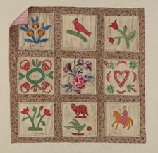 Doll Bed Applique Patchwork Quilt, c. 1937. Creator: Beverly Chichester