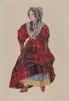 Doll in Plaid Dress, c. 1937. Creator: Beverly Chichester