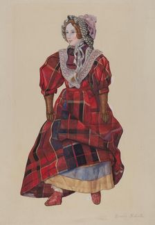 Doll in Plaid Dress, c. 1937. Creator: Beverly Chichester