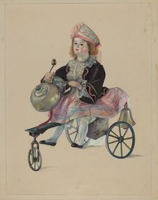 Doll on Velocipede, c. 1936. Creator: Mina Lowry