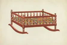 Doll's Cradle and Quilt, c. 1953. Creator: Margaret Linsley