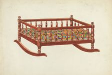 Doll's Cradle and Quilt, c. 1953. Creator: Margaret Linsley