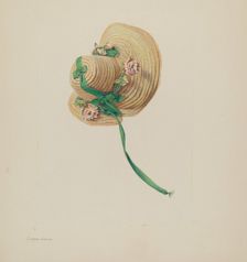 Doll's Straw Bonnet, 1935/1942. Creator: Carmel Wilson