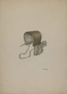 Doll's Straw Bonnet, c. 1939. Creator: Orville Cline