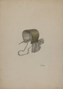 Doll's Straw Bonnet, c. 1939. Creator: Orville Cline