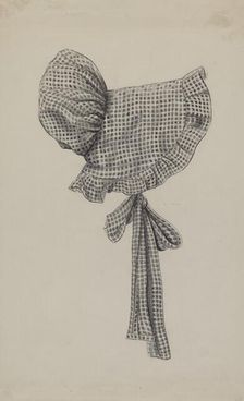 Doll's Gingham Sunbonnet, c. 1936. Creator: Bertha Semple