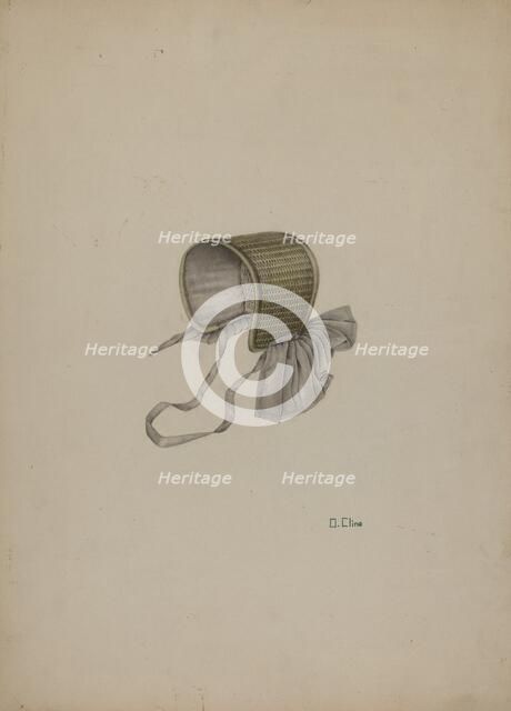 Doll's Straw Bonnet, c. 1939. Creator: Orville Cline.