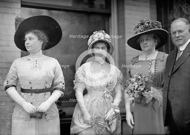 Dolly Madison Breakfast - Mrs. H.D. Clayton; Mrs. Bedell Parker; Mrs. W.J. Bryan; Norman Mack, 1912. Creator: Harris & Ewing.