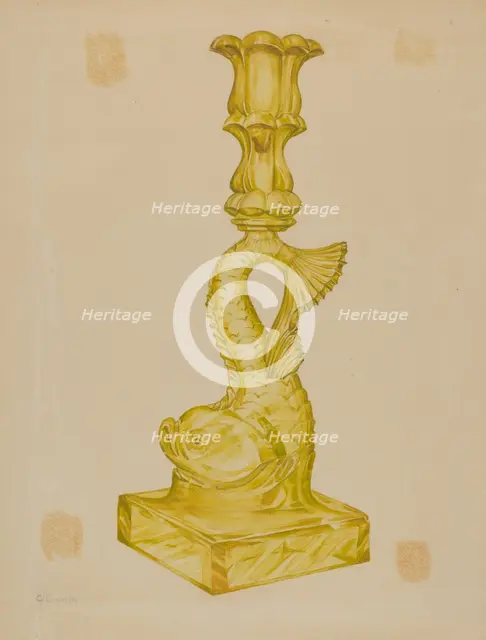 Dolphin Candlestick, 1935/1942. Creator: Giacinto Capelli.