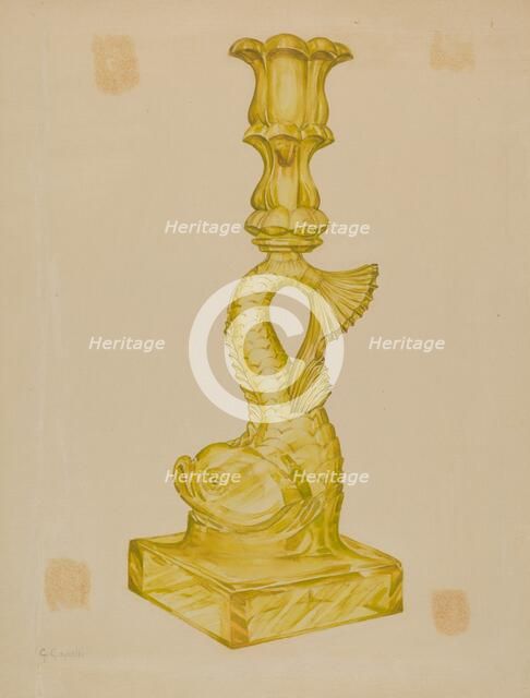 Dolphin Candlestick, 1935/1942. Creator: Giacinto Capelli.