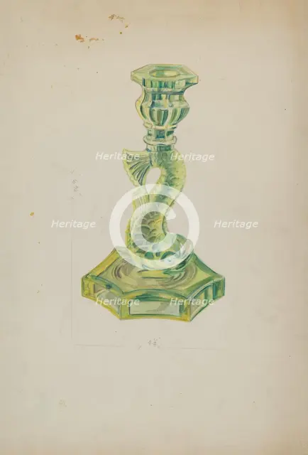 Dolphin Candlestick, c. 1935. Creator: Ella Josephine Sterling.