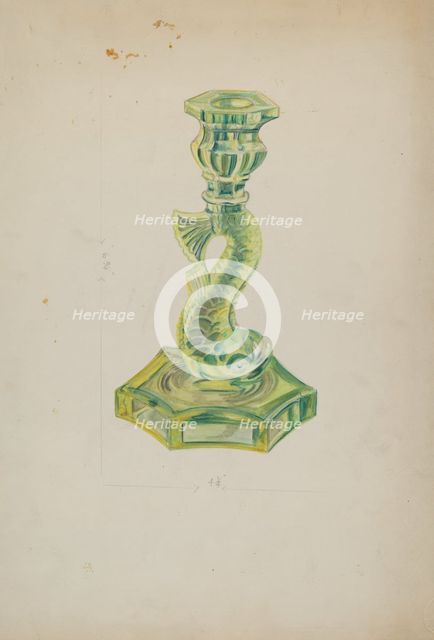 Dolphin Candlestick, c. 1935. Creator: Ella Josephine Sterling.