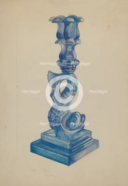 Dolphin Candlestick, c. 1936. Creator: Ella Josephine Sterling.