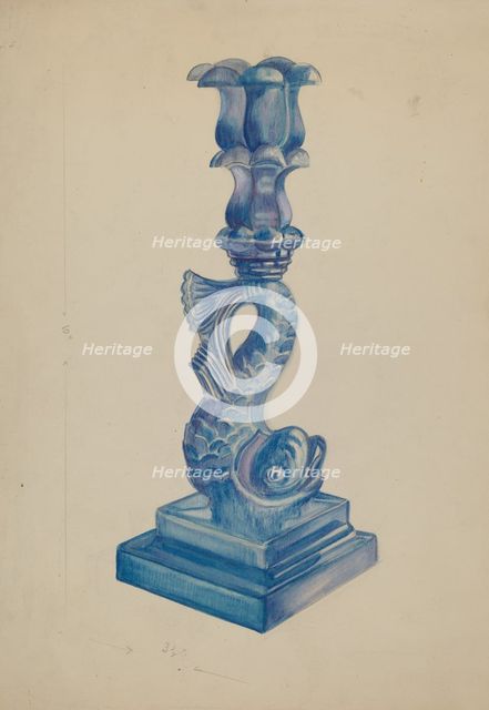 Dolphin Candlestick, c. 1936. Creator: Ella Josephine Sterling.