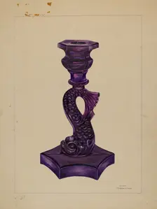 Dolphin Candlestick, c. 1936. Creator: John Tarantino