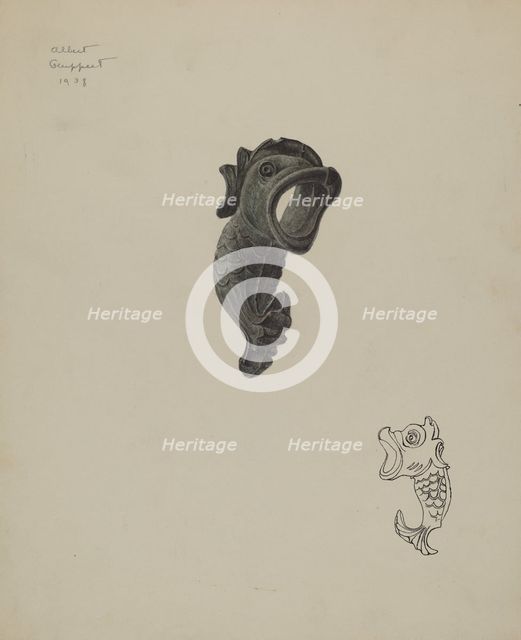 Dolphin Ornament, 1938. Creator: Albert Geuppert.