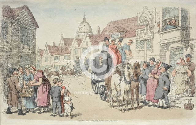 Dolphins Inn: Greenwich and Woolwich Coaches, 1816. Creator: Thomas Rowlandson (British, 1756-1827).