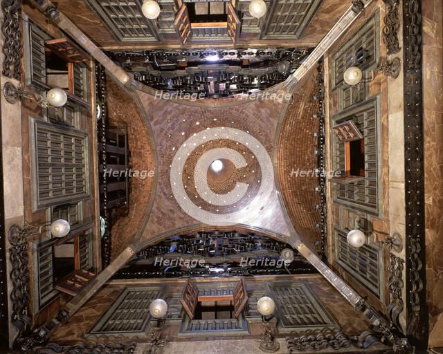 Dome of the great hall of the Guell Palace parabolic shaped, built between 1886 and 1891, designe…