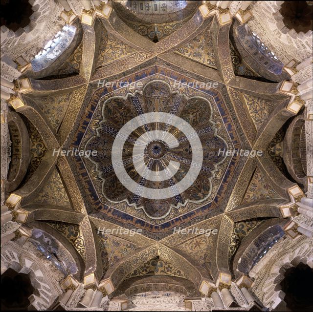 Dome of the Mihrab of the Mosque of Cordoba, coated in fine Byzantine mosaic, built by the King A…