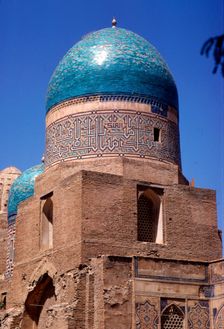 Domes of Mausoleum, Shah-i-Zinda Complex, Samarkand, 14th-15th century, (c20th century) Artists: CM Dixon, Unknown