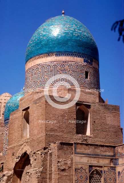 Domes of Mausoleum, Shah-i-Zinda Complex, Samarkand, 14th-15th century, (c20th century) Artists: CM Dixon, Unknown.