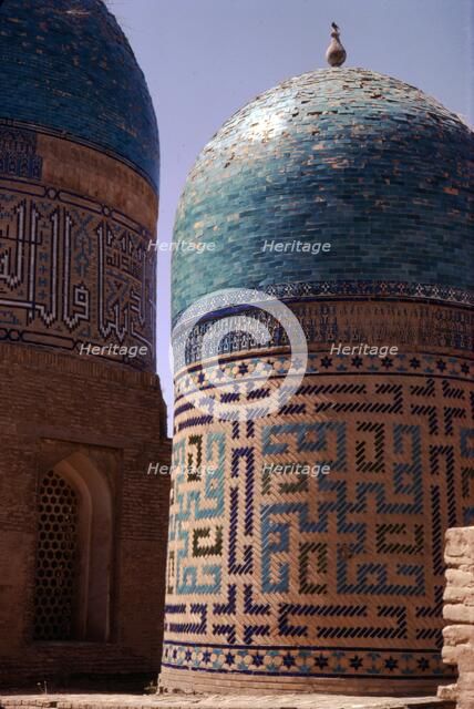Domes of Mausoleum, Shah-i-Zinda Complex, Samarkand, 14th-15th century, (c20th century). Artists: CM Dixon, Unknown.