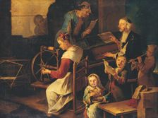 Domestic Scene with Musicians and Woman Spinning, c1720-1730. Creator: Giacomo Francesco Cipper