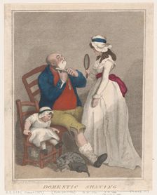 Domestic Shaving, August 21, 1786., August 21, 1786. Creator: Thomas Rowlandson