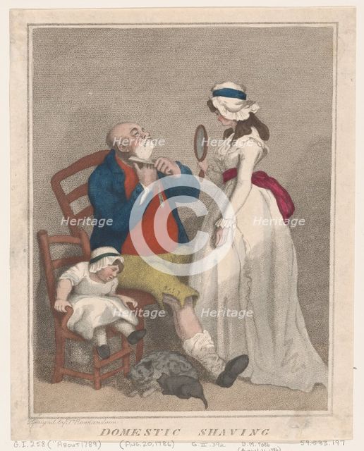 Domestic Shaving, August 21, 1786., August 21, 1786. Creator: Thomas Rowlandson.