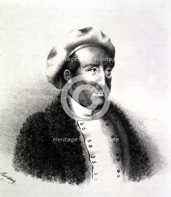 Domingo Forcadell (1800 -), field marshal of the Carlist army in the 1st Carlist War, engraving o…