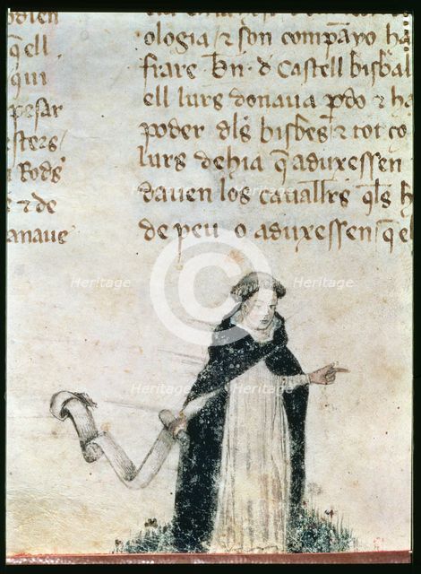 Dominican friar.  Miniature 'Libre dels Feyts del Rei en Jacme' (Manuscript of Poblet), manuscrip…