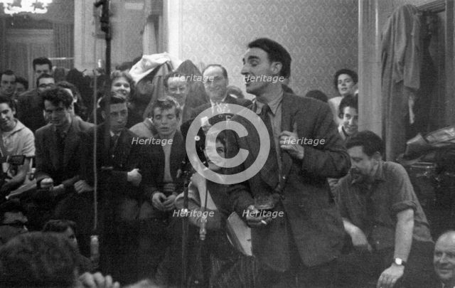 Dominic Behan singing at a folk session, Enterprise Public House, Long Acre, London, c1959. Artist: Eddis Thomas