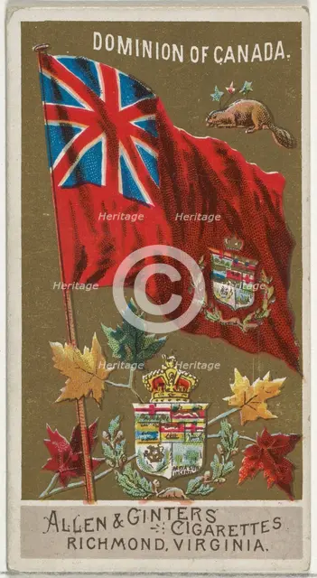 Dominion of Canada, from Flags of All Nations, Series 2 (N10) for Allen & Ginter Cigarette..., 1890. Creator: Allen & Ginter.