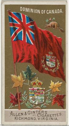Dominion of Canada, from Flags of All Nations, Series 2 (N10) for Allen & Ginter Cigarette..., 1890. Creator: Allen & Ginter