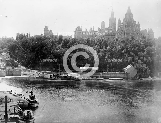 Dominion Of Canada, Parliament Buildings And Lappers Bridge, 1914. Creator: Harris & Ewing.