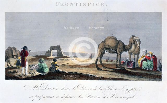 Dominique Vivant Denon at work in the desert, Upper Egypt, 1802 Artist: B Comte