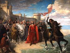 Don Alfonso the Wise, after having won the city of Cádiz... took possession of the sea..., 1866. Creator: Matias Moreno
