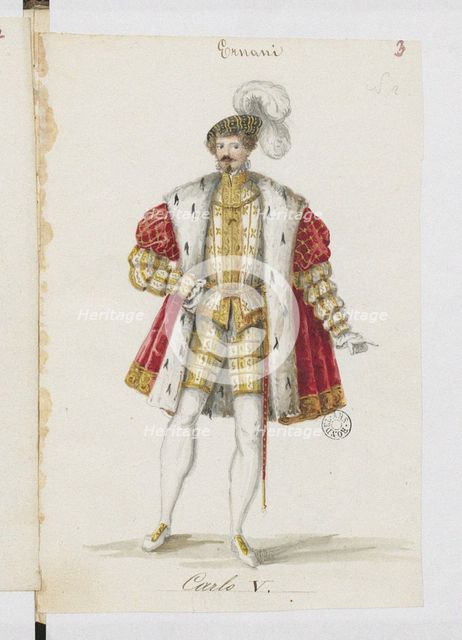 Don Carlos. Costume design for the opera Ernani by Giuseppe Verdi, 1845.
