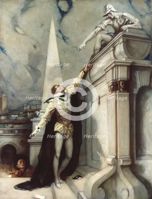 Don Juan challenging the Commander, c1928. Creator: Charles S Ricketts.