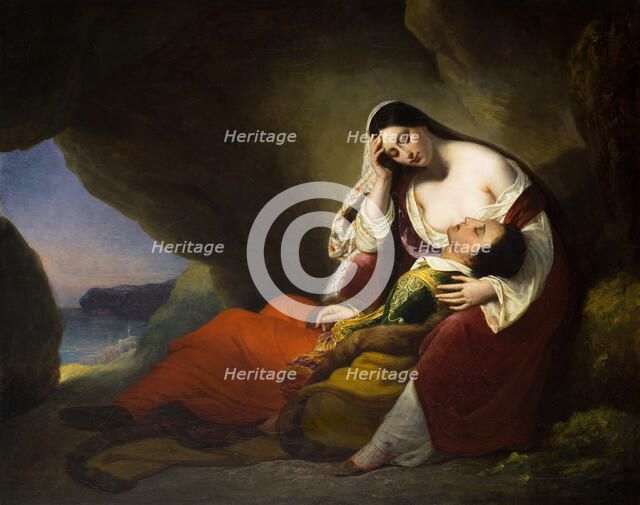 Don Juan and Haidée, c 1827. Creator: Scheffer, Henry (1798-1862).