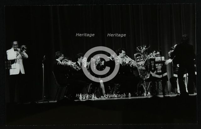 Don Lusher in concert with the Welwyn Garden City Band, Hatfield Polytechnic, Hertfordshire, 1984. Creator: Denis Williams.